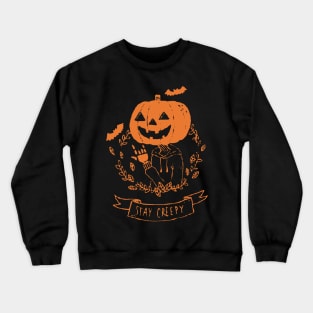 Stay Creepy Grunge Goth Black and Orange Crewneck Sweatshirt